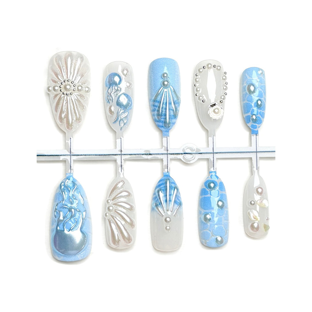 Marine-Themen Press-On Nagel Set