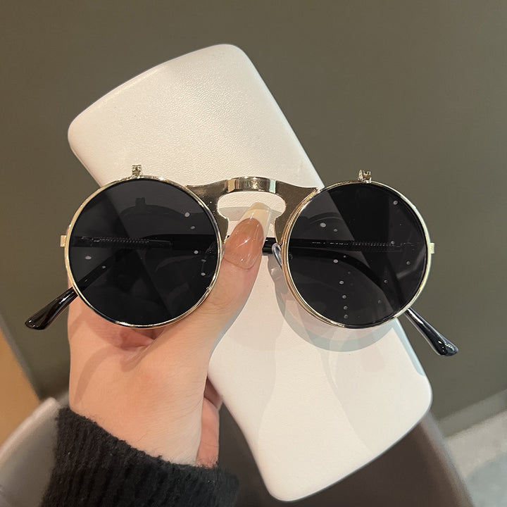 Damen Runde Designer-Sonnenbrille mit innovativem Rahmen Karnz