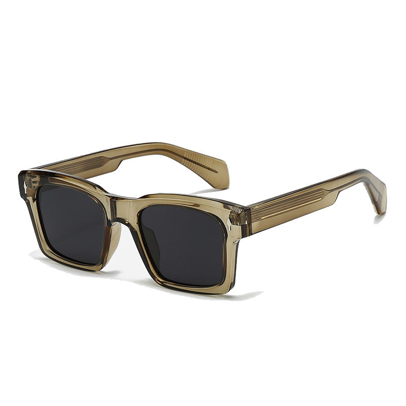 Damen Modische quadratische Sonnenbrille mit angesagtem transparentem Rahmen Karnz