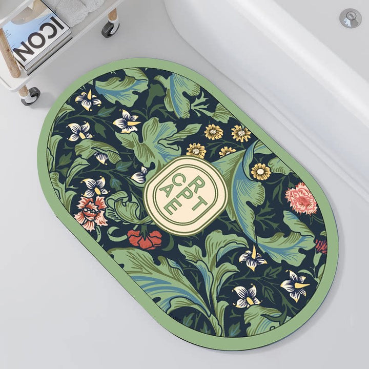 Oval Floral Design Badteppich
