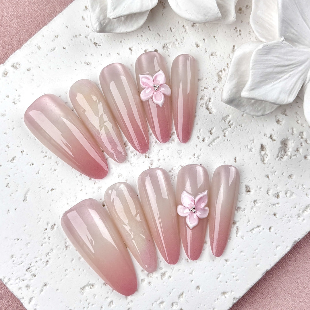 Elegantes Ombre Floral Press-On Nagelset