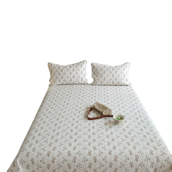 Leichtgewichtiges Baumwoll-Kantha-Stil Wendedecke und Paspel-Kissenbezug-Set