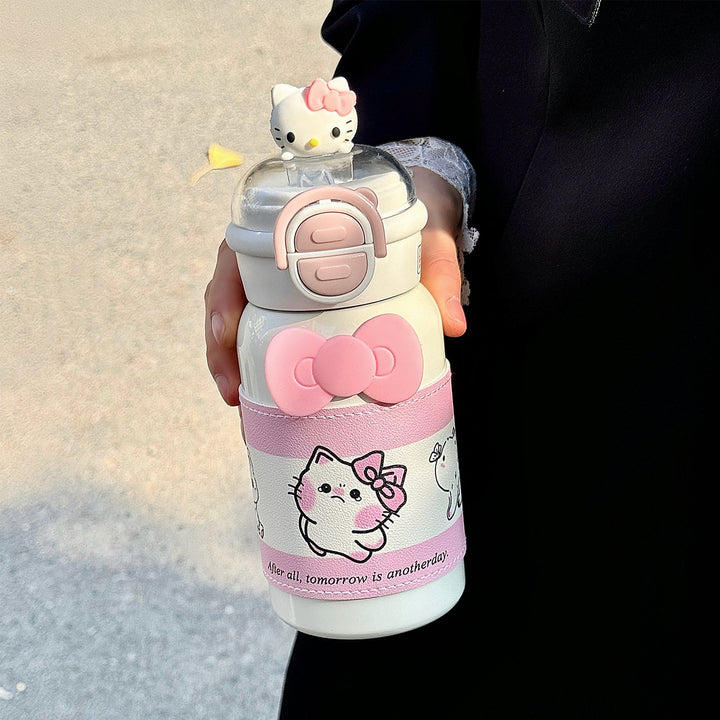 Damen kreative Trinkflasche mit interaktivem Deckel und süßem Motiv Karnz