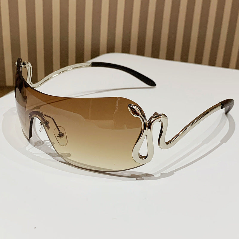 Damen modische Oversized-Sonnenbrille mit innovativem Metallrahmen und einzigartigem Design Karnz