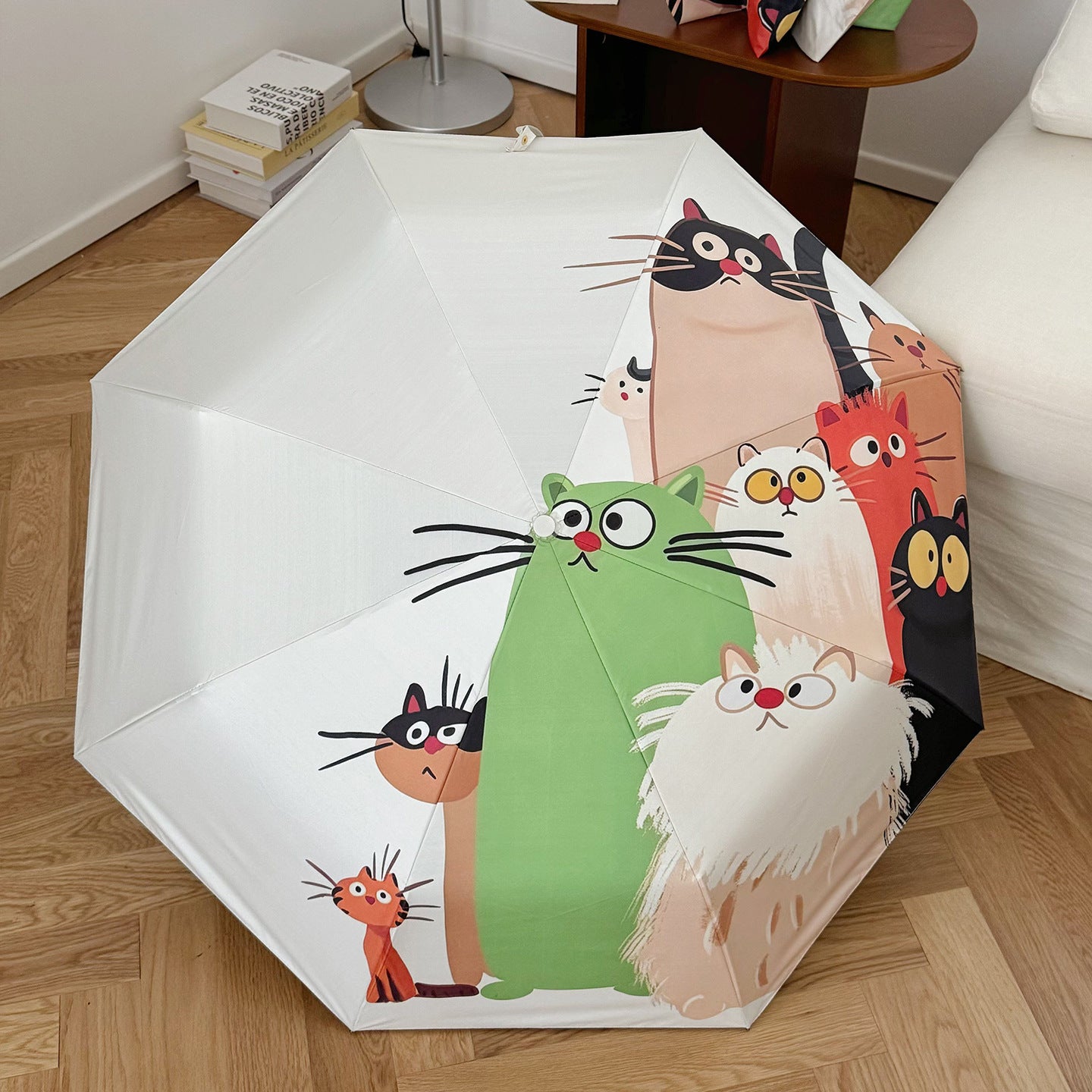 Damen Faltbarer Regenschirm mit verspieltem Katzenmotiv Karnz