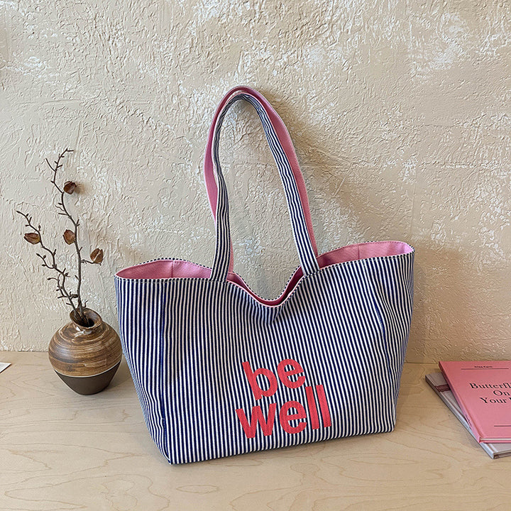 Gestreifte Canvas-Tote-Tasche
