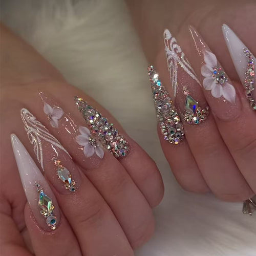 Luxus Strass Stiletto Nagel Set