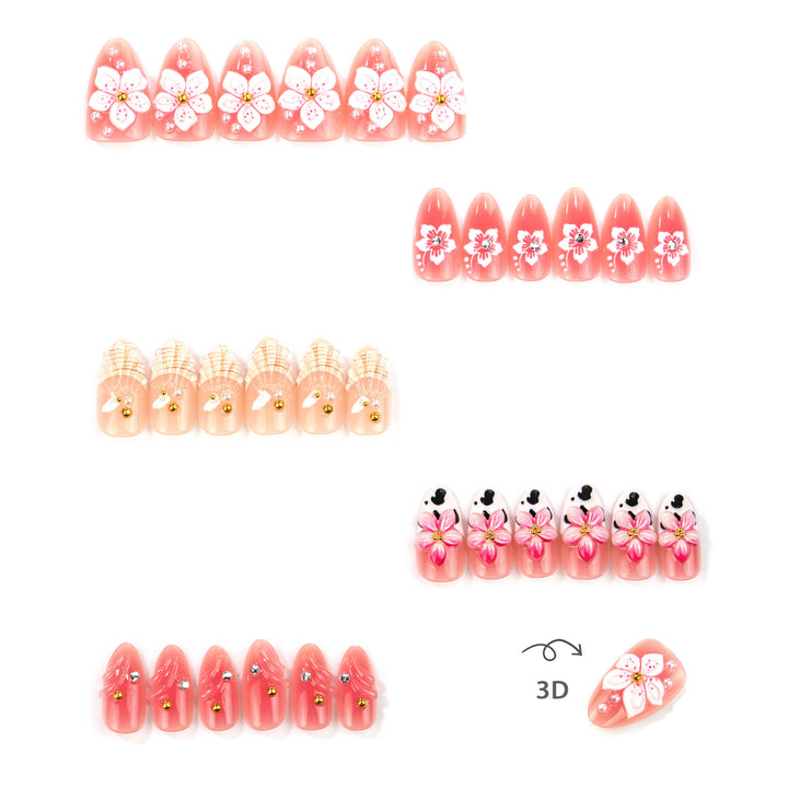 Blumenmuster Press-On Nagelkunst Kollektion