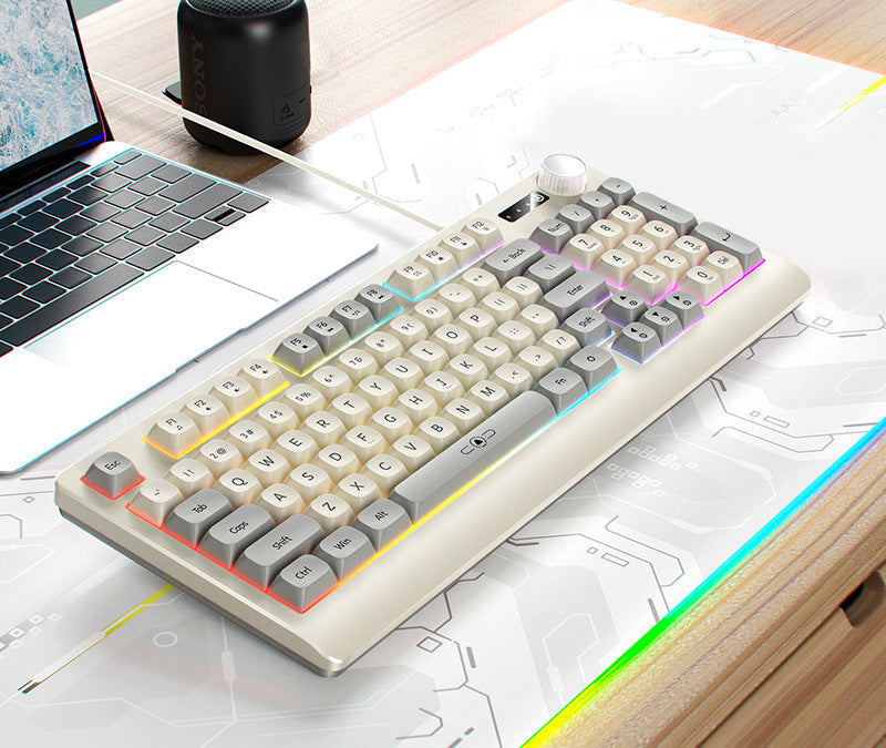 Retro RGB Mechanische Tastatur und Optische Gaming-Maus Set Karnz