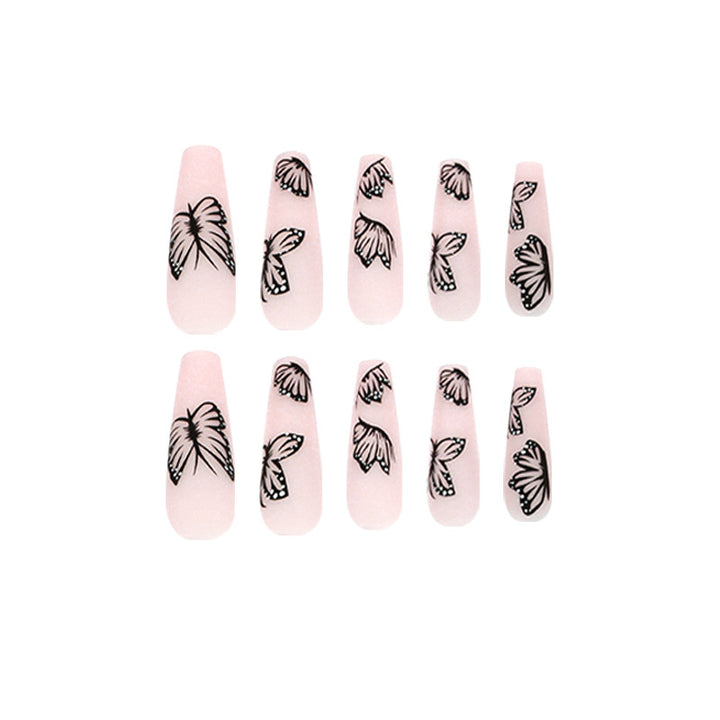 Kunstvolle Nagelverlängerungen mit Schmetterlingsdesign Karnz