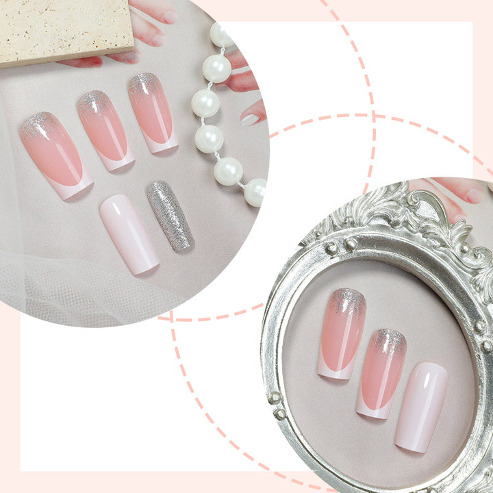 Elegantes Press-On-Nagelset mit glitzernden Spitzen Karnz