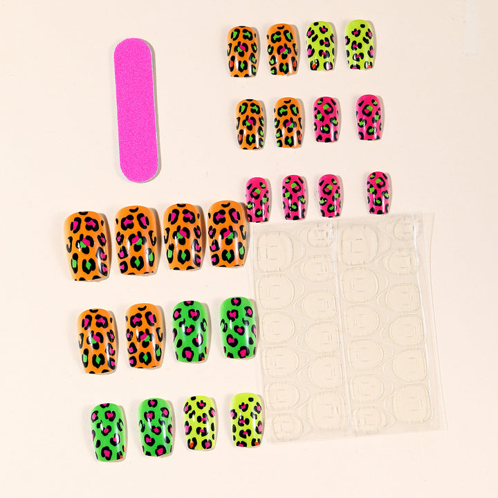 Neon Leopard Print Nagelkunst Extensions Karnz