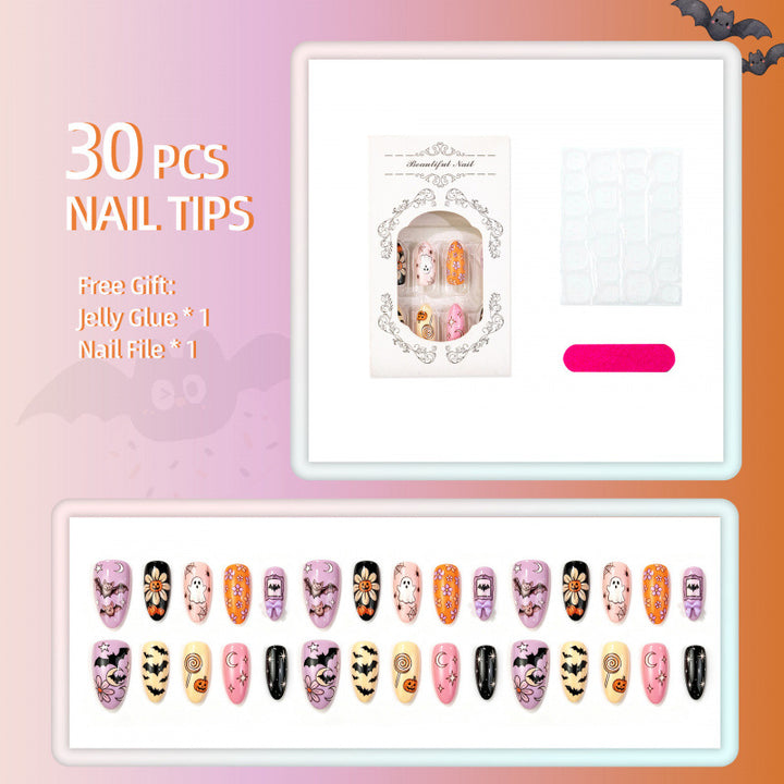 Themenbezogenes Halloween-inspiriertes Press-On Nagelkunstset