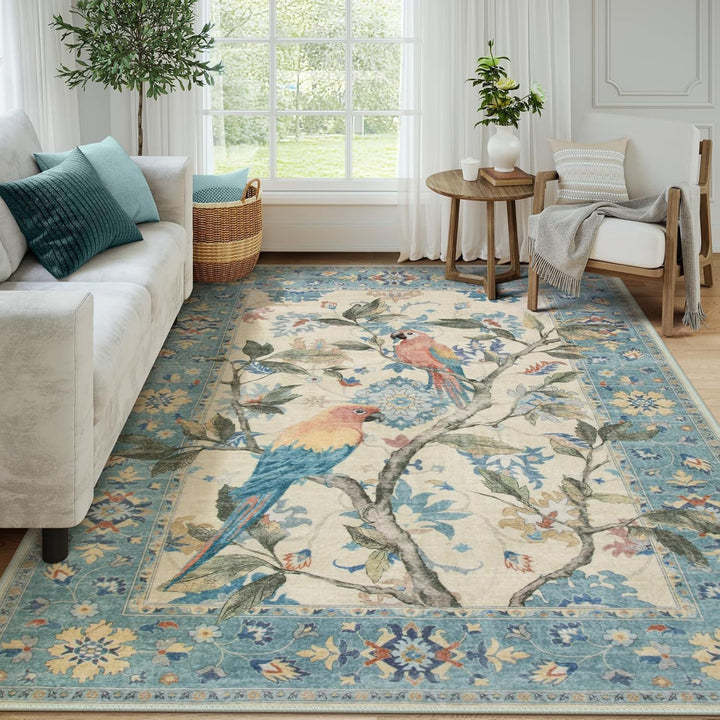 Verschnörkelter Vogel Design Teppich