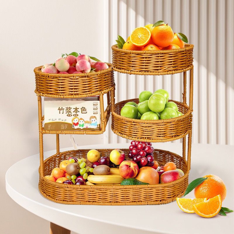 Unisex Rattan Ablage aus drei Ebenen Karnz