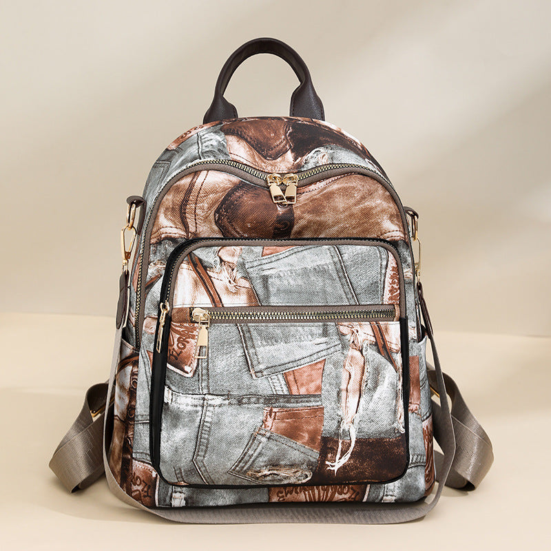 Stylischer Denim-Muster-Rucksack Karnz