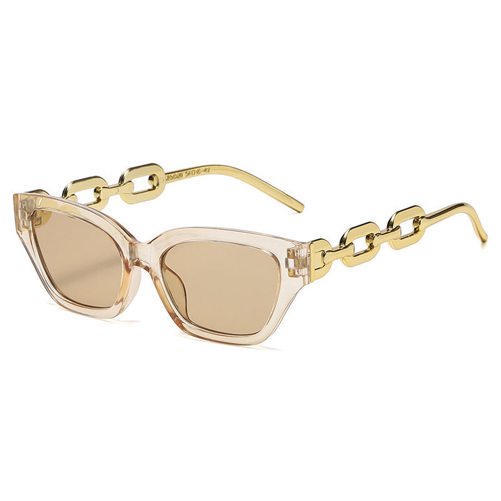 Luxe Fashion Katzenaugen-Sonnenbrille mit Statement-Kette Karnz