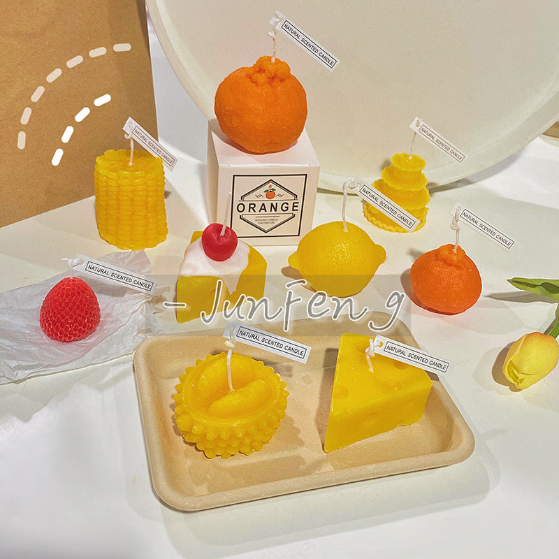 Handgegossene realistische Zitronen-förmige Duft-Soyakerze mit Baumwolldocht & Geschenkbox