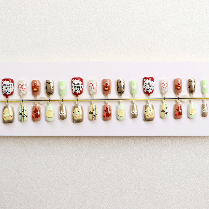 Festliches Thema Press-On Nagelkunst Set Karnz
