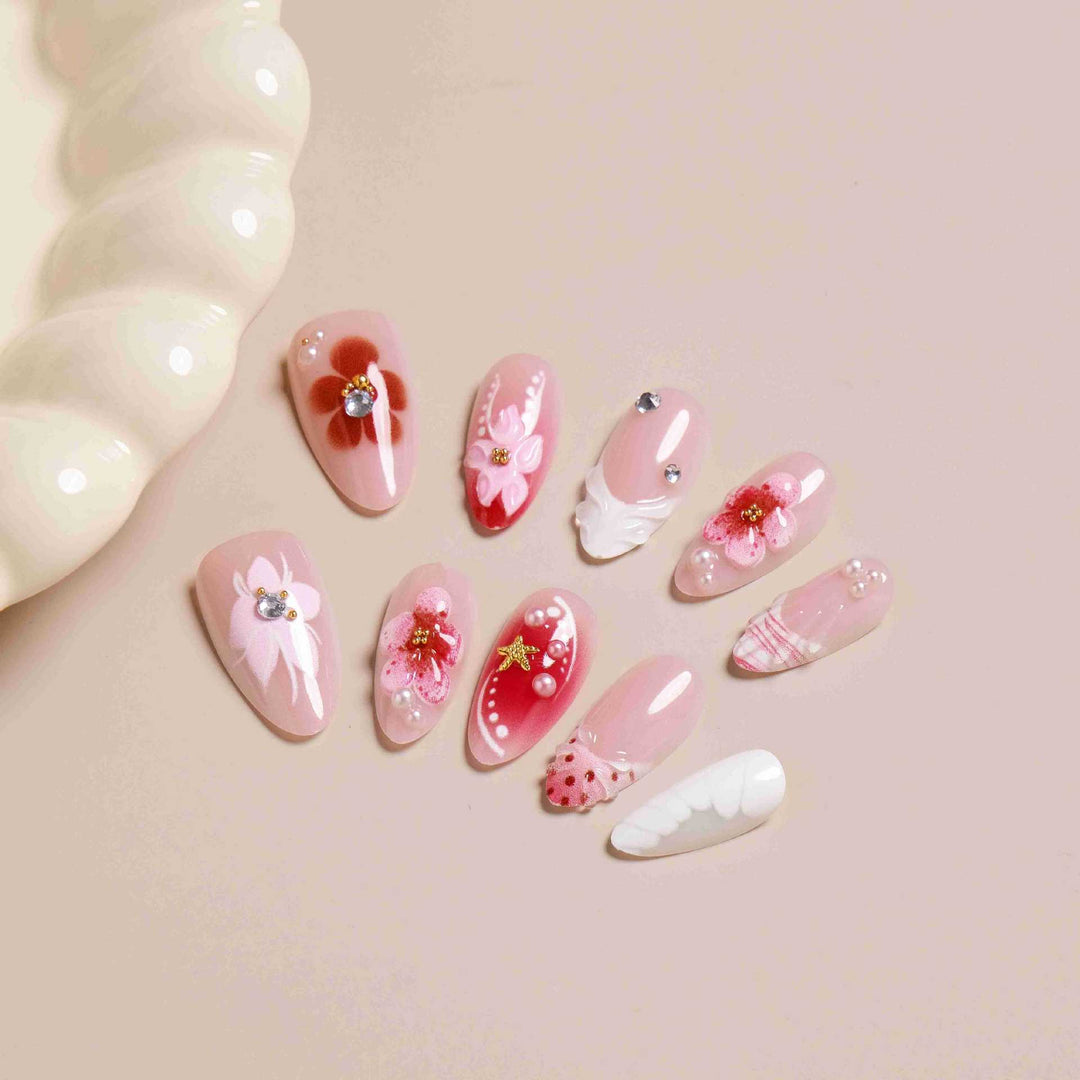 Elegantes florales Design Press-On-Nagelset Karnz