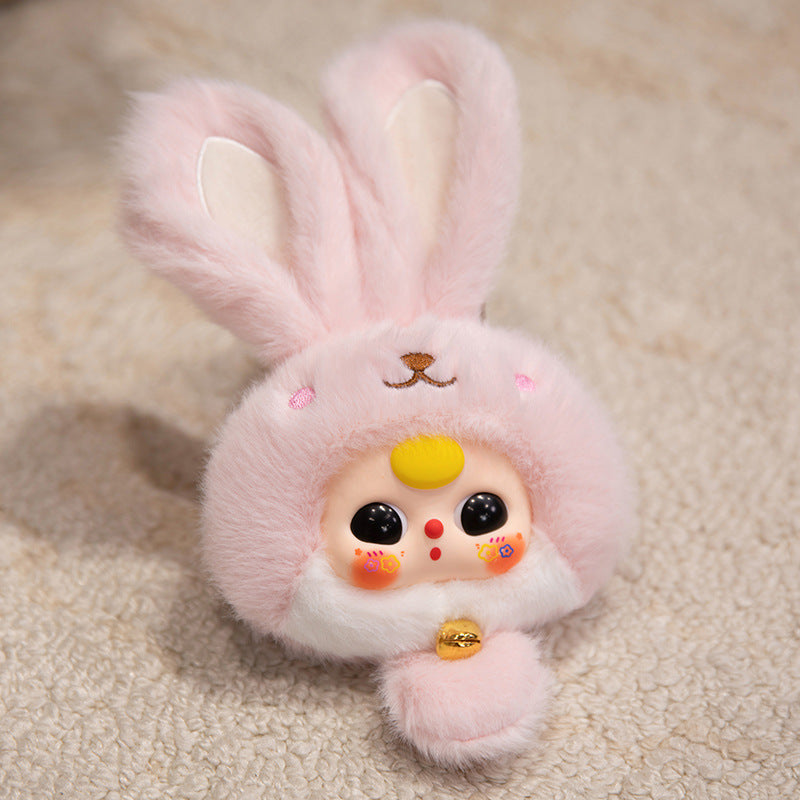 Bunny Plüsch Taschenanhänger mit Glocke und sammelbarem Harzgesicht Karnz