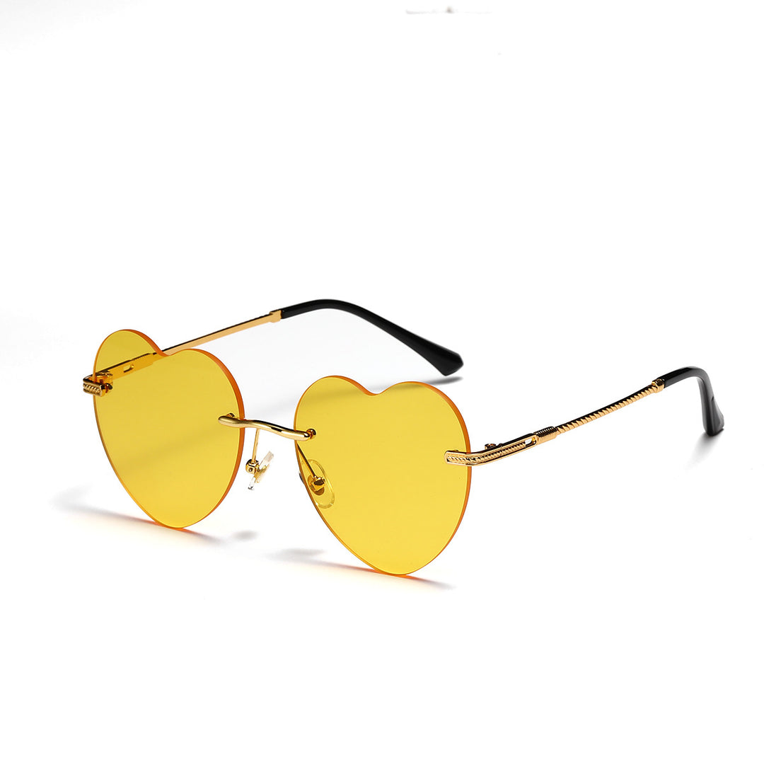 Damen trendige Herz-Sonnenbrille mit verspiegelten Gläsern Karnz