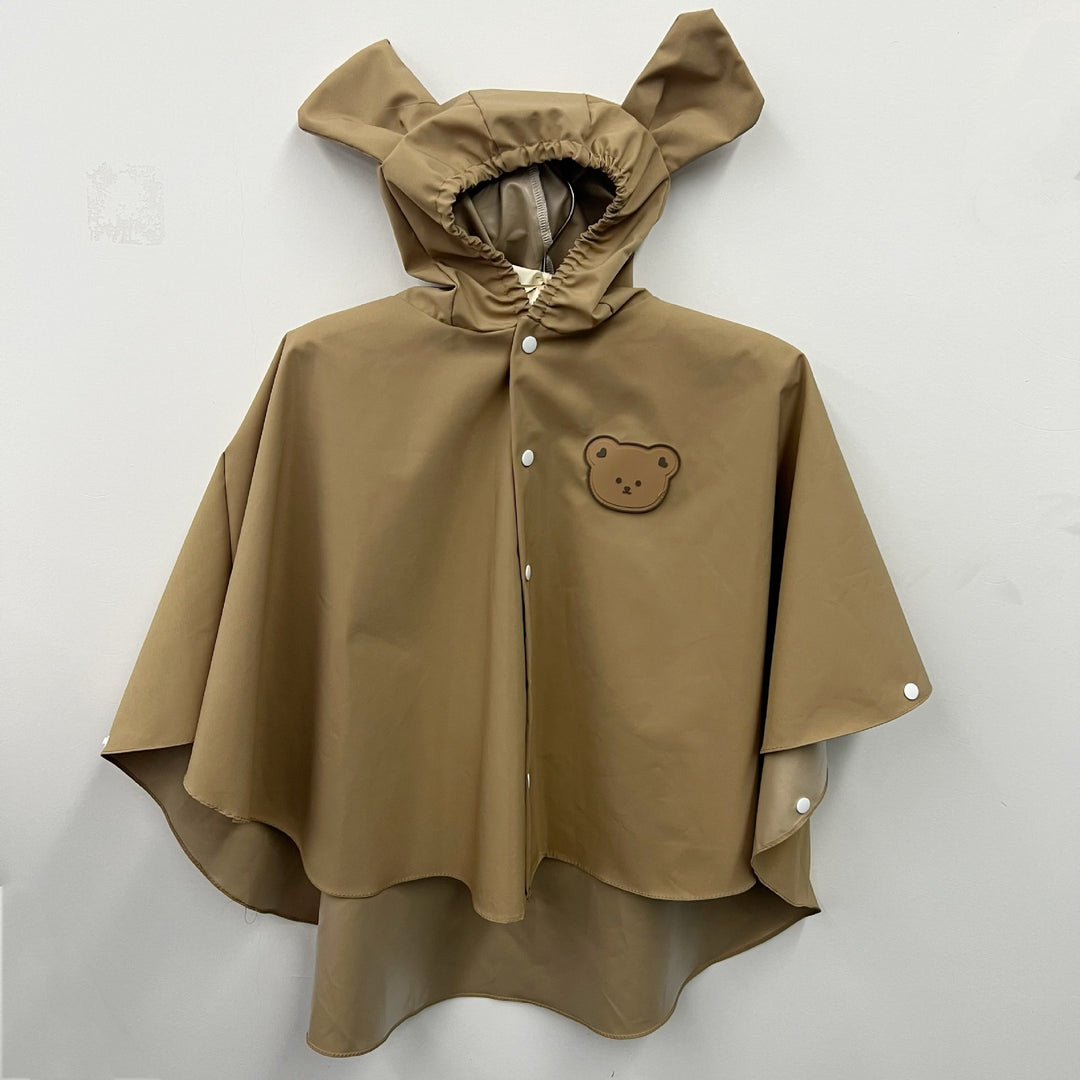 Wasserdichter Kinder Regenponcho mit Kapuze und Hasenohr-Design mit Druckknopfverschluss