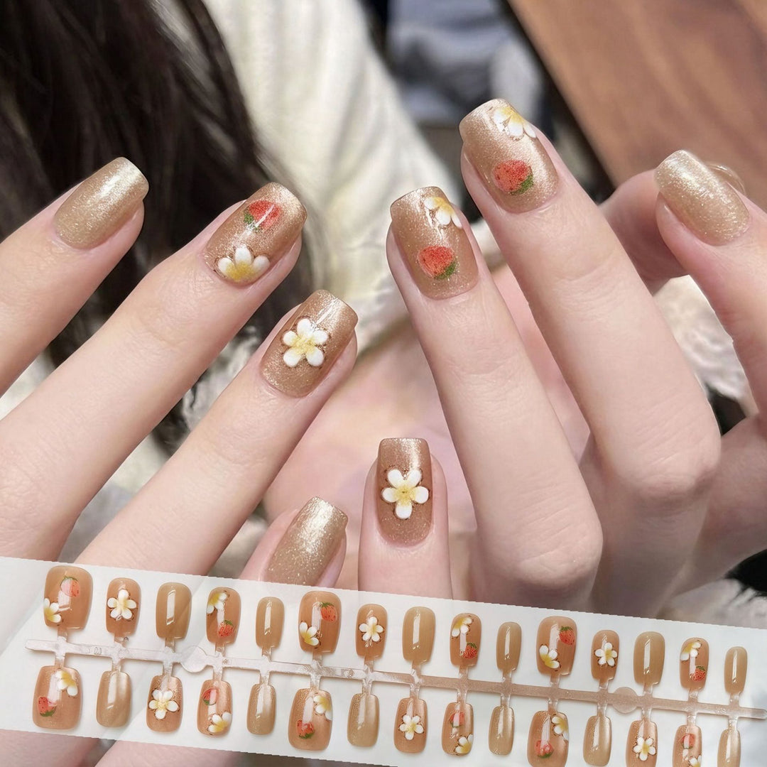 Charmante Floral Press-On Nagelkunst