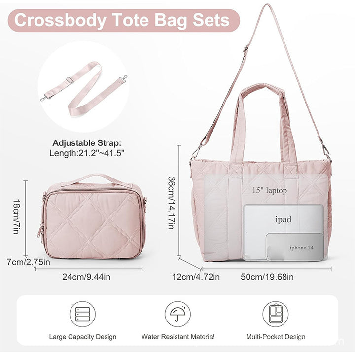 Elegante und Vielseitige Stoffhandtasche mit Abnehmbarem Kosmetiktäschchen Karnz