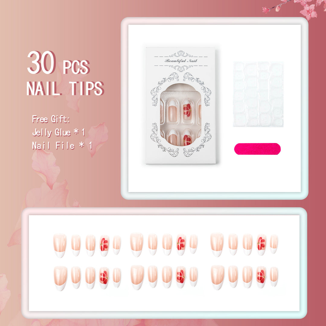 Elegantes floral dekoriertes Press-On-Nagelset