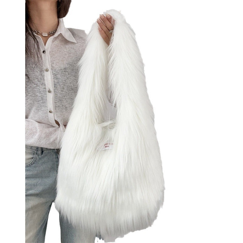 Gemütliche Kunstpelz Hobo-Tasche