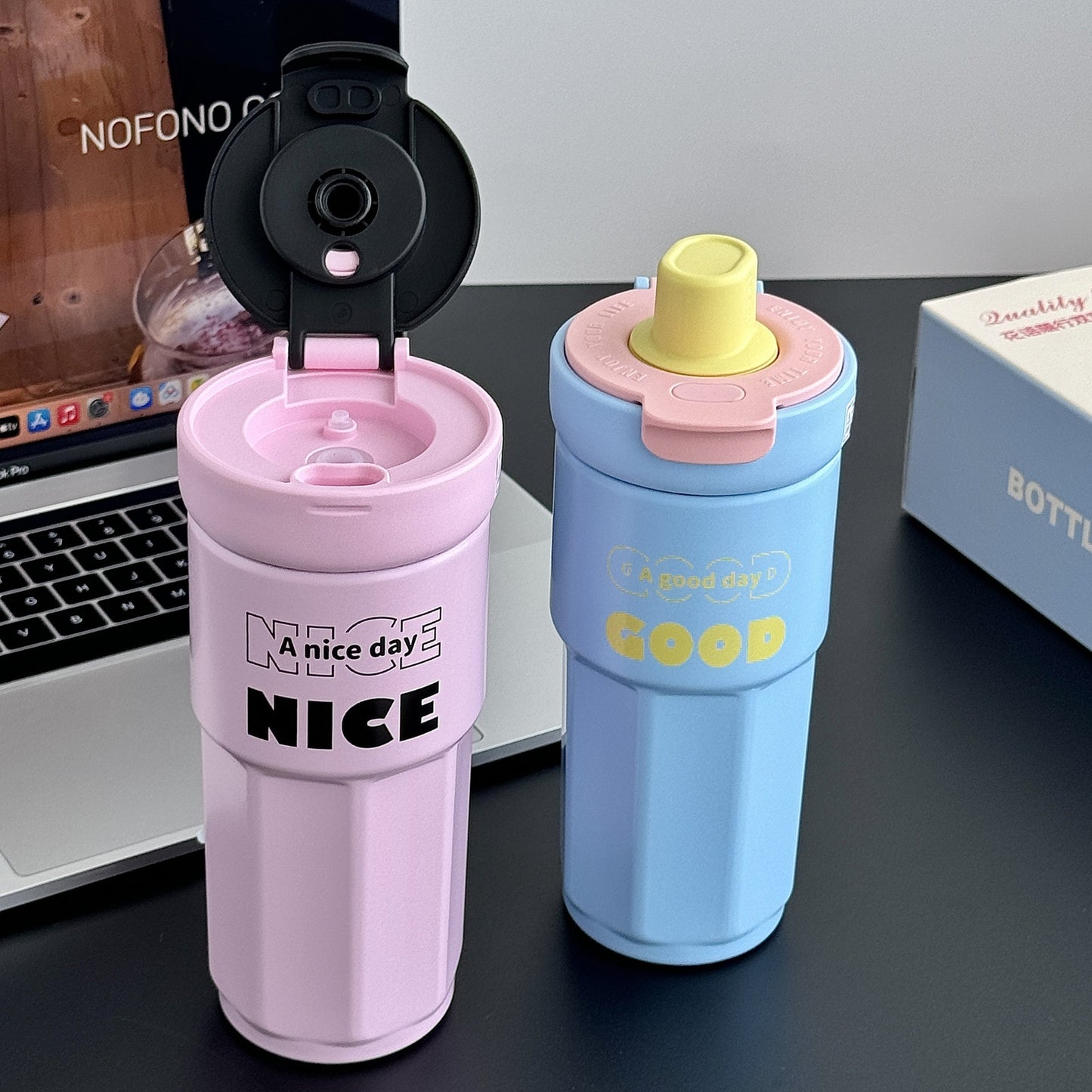Damen stylische Kaffeetasse mit auslaufsicherem Deckel Karnz