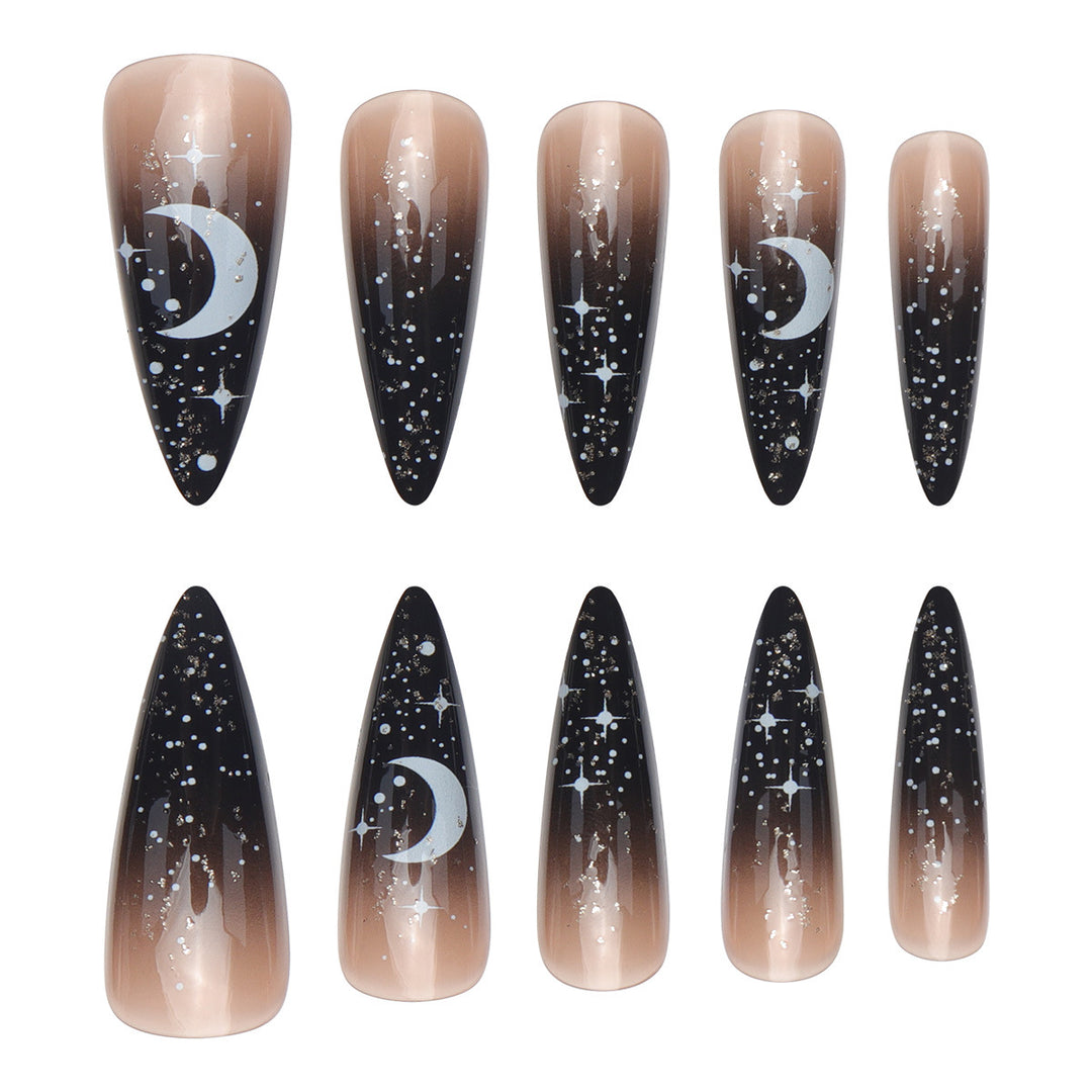 Glamouröse Stiletto Press-On Nägel mit himmlischem Design Karnz