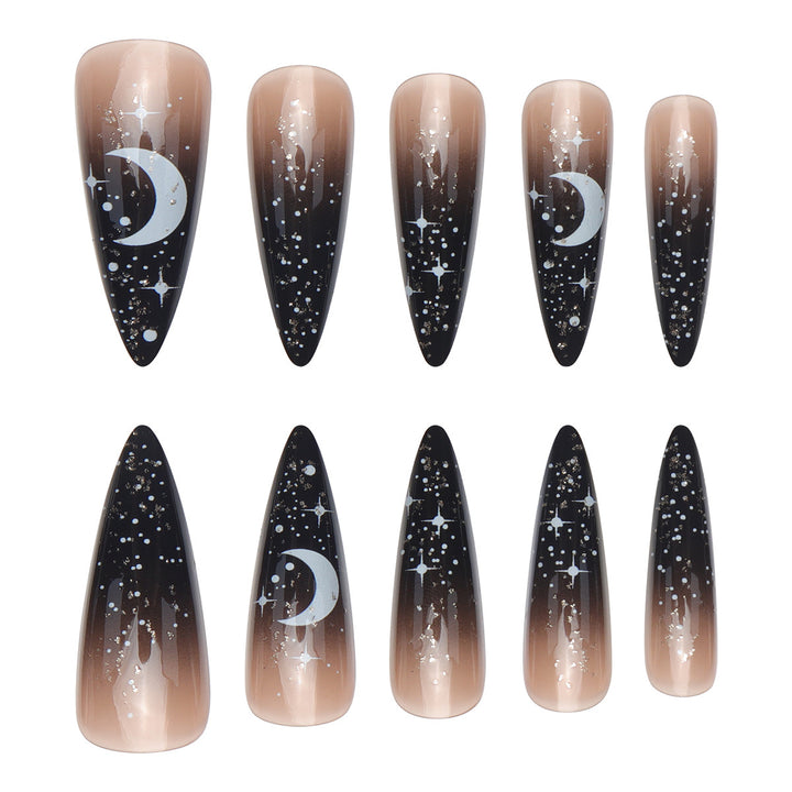 Glamouröse Stiletto Press-On Nägel mit himmlischem Design Karnz