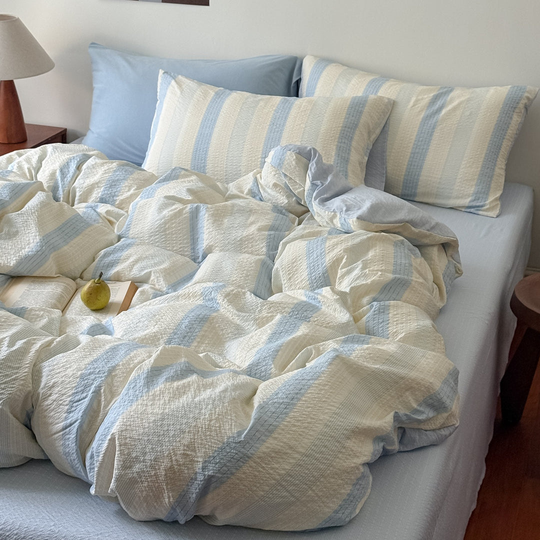 Texturiertes gestreiftes Quilt-Set