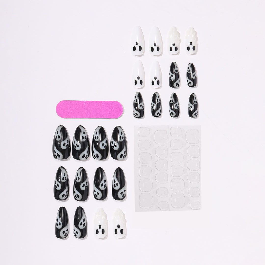 Halloween-Themen Press-On-Nagelset mit Geisterdesigns Karnz