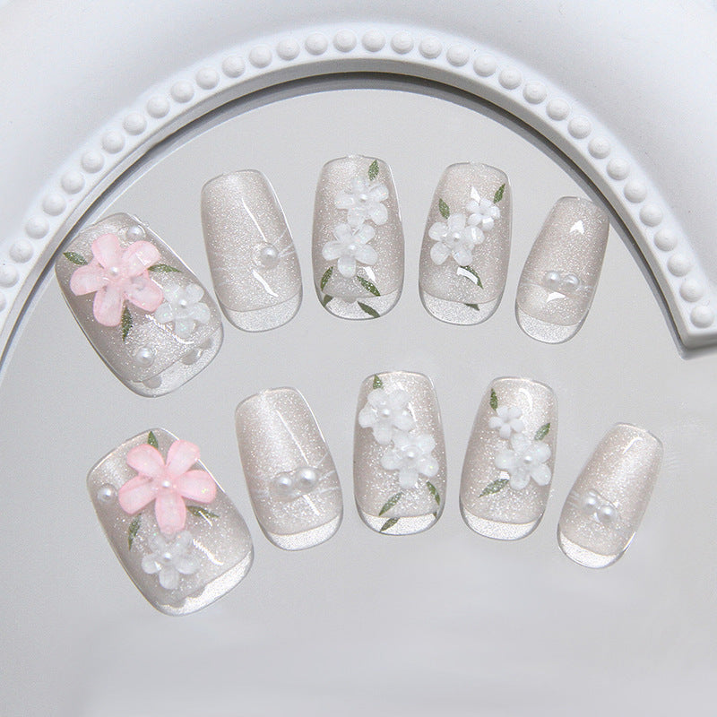 Floral Verziertes Press-On Nagelkunst Karnz