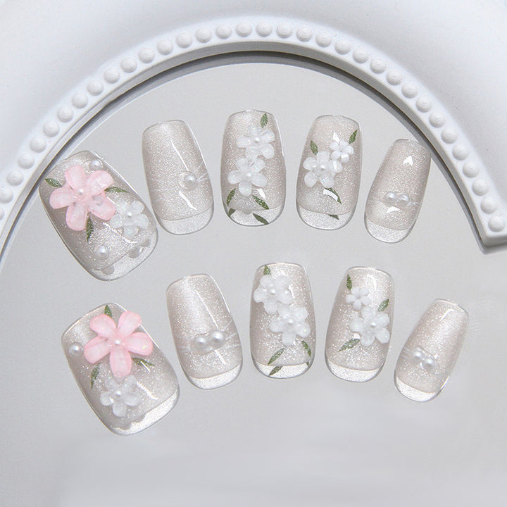 Floral Verziertes Press-On Nagelkunst Karnz