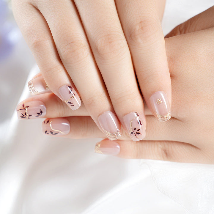 Künstlerisches Press-On-Nagelset mit Blumenmuster Karnz