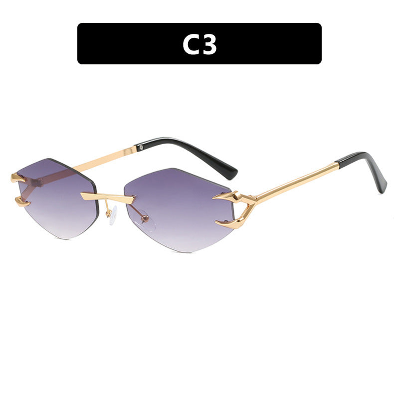 Damen geometrische Designer-Sonnenbrille mit herausragendem Metallrahmen Karnz