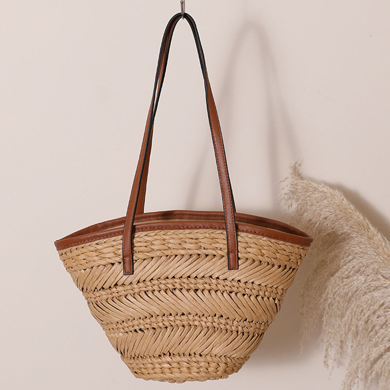 Damen Korb-Handtasche mit stilvollen Lederakzenten Karnz