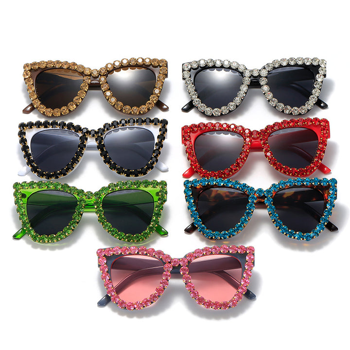 Damen extravagante Übergrößen-Sonnenbrille mit Kristallschmuck Karnz