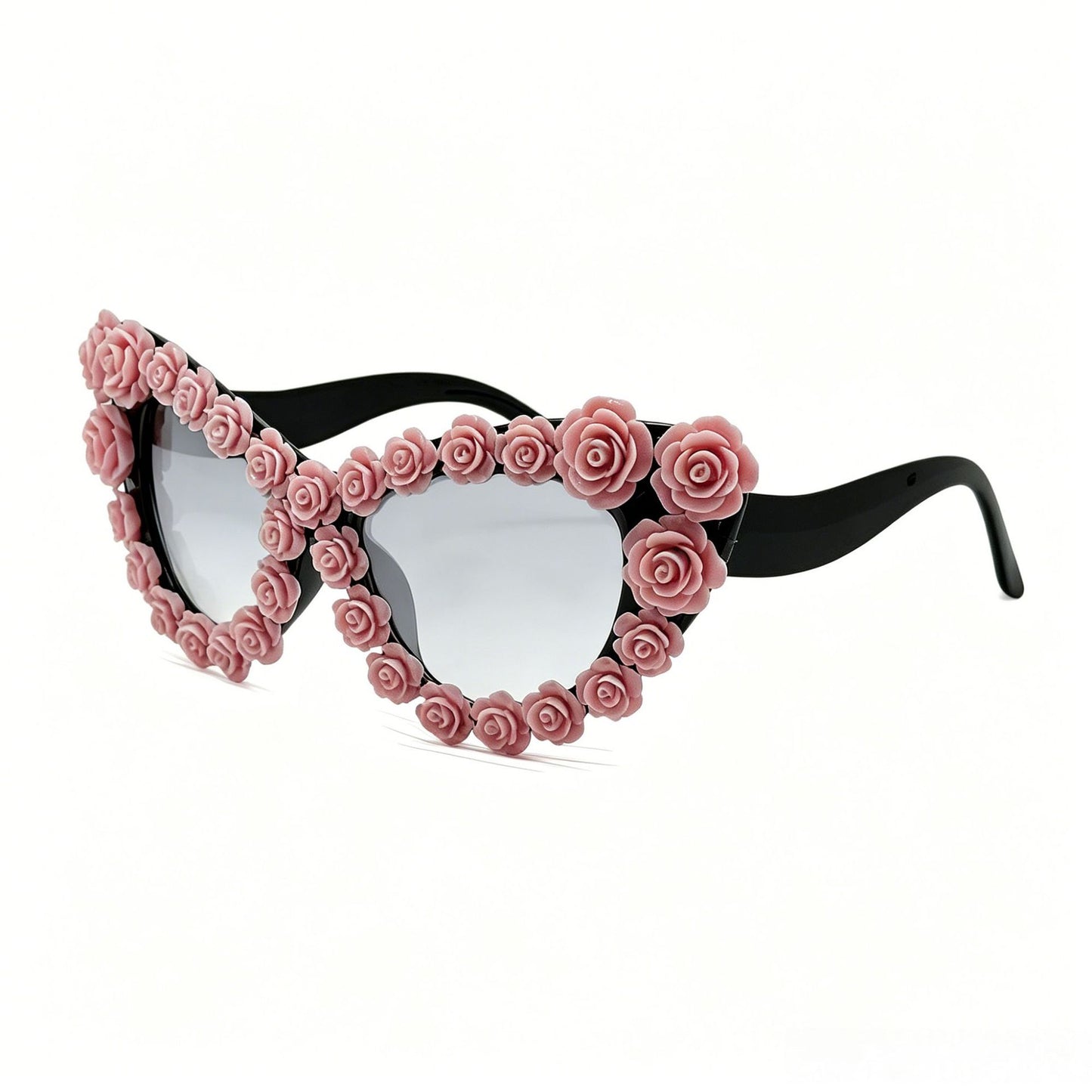 Damen Herzförmige Sonnenbrille mit floraler Applikation Karnz