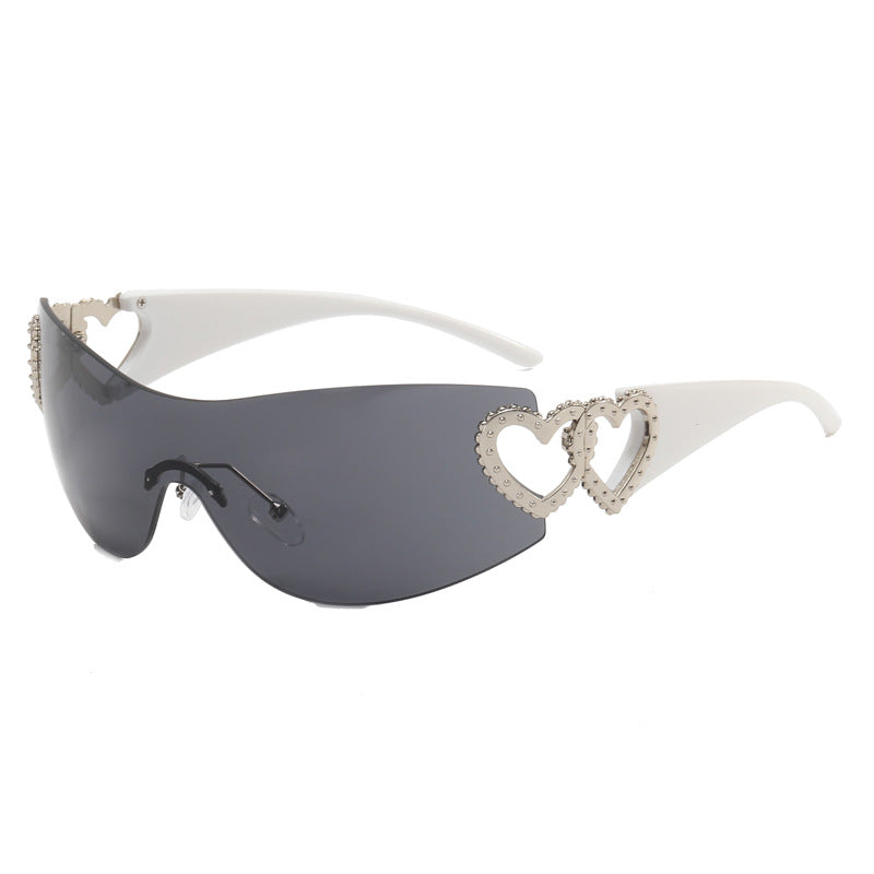 Damen Fashion-Sonnenbrille mit Herz-Applikationen Karnz