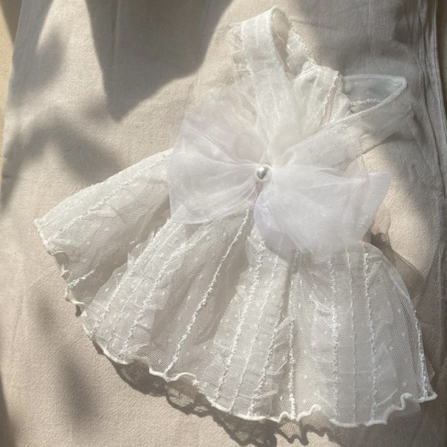 Haustier Tüllspitzenkleid mit Organza und Perlenanhänger