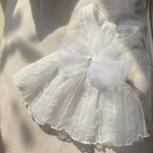 Haustier Tüllspitzenkleid mit Organza und Perlenanhänger