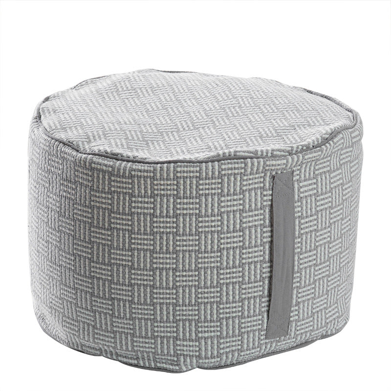 Gepolsterter Pouf Sitzhocker mit gewebter Struktur und Tragegriff