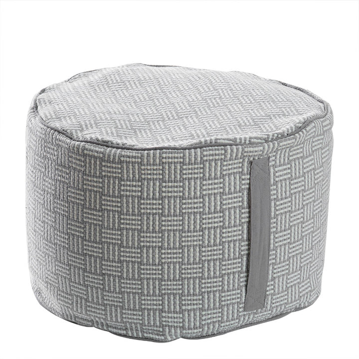 Gepolsterter Pouf Sitzhocker mit gewebter Struktur und Tragegriff