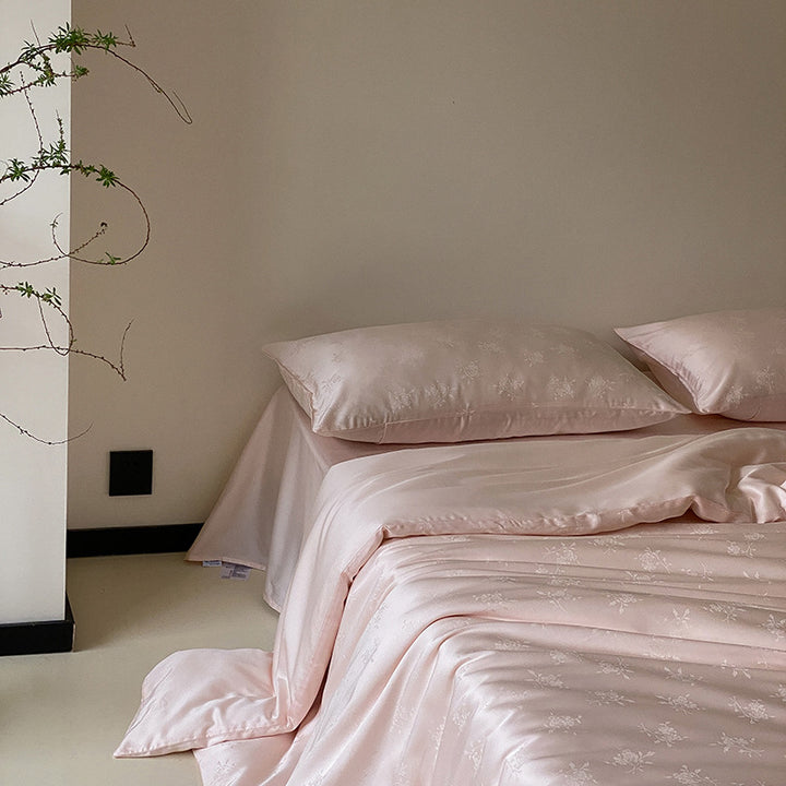 Luxuriöses Bettwäsche-Set aus Satin mit Aquarell-Blütenmuster