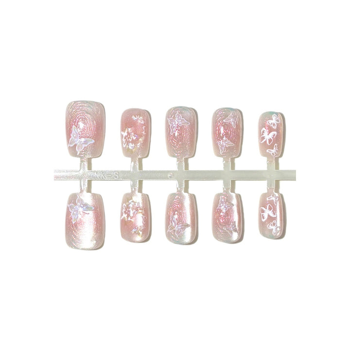 Dekorative Schmetterlingsverzierte Press-On Nagelkunstset